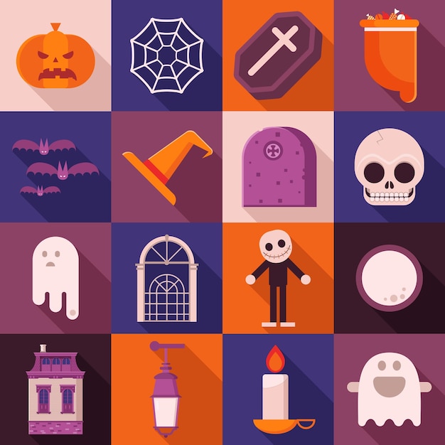 Iconos de larga sombra de halloween