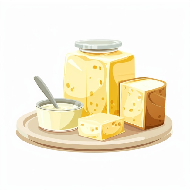 Vector iconos de leche de queso con estilo plano