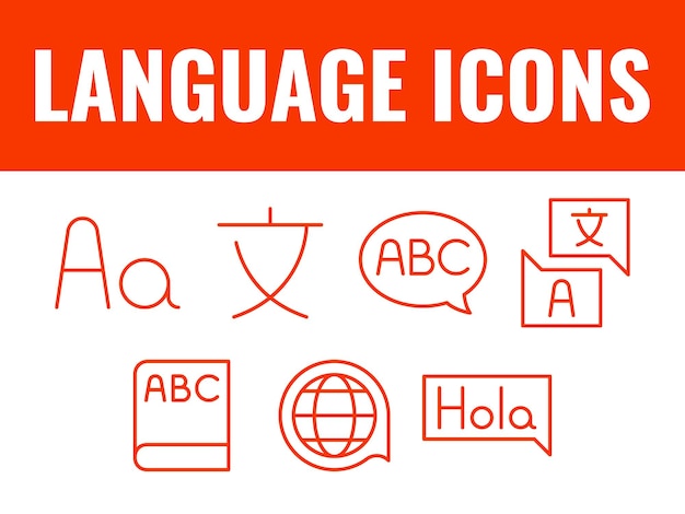 Iconos de lengua conjunto Icones de lengua vector Vector de traducción de lengua