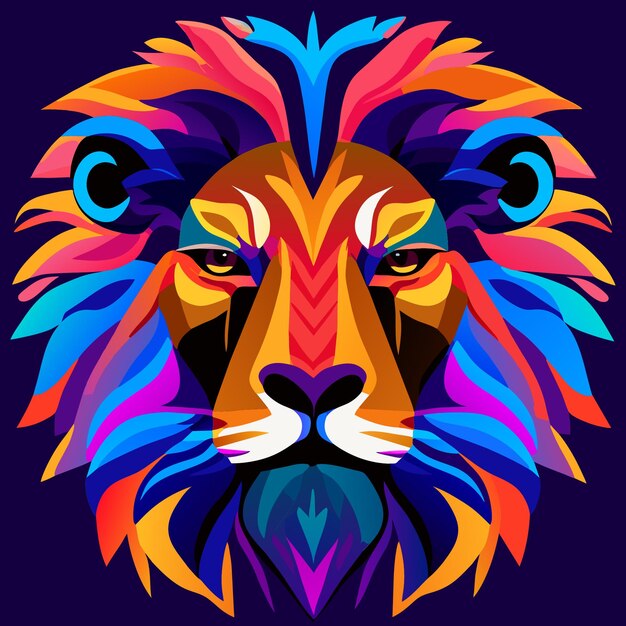 Vector iconos de leones coloridos en estilo plano