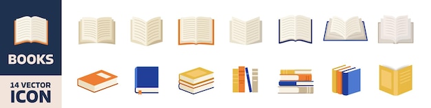 Iconos de libros Conjunto de iconos de libros Estilo plano