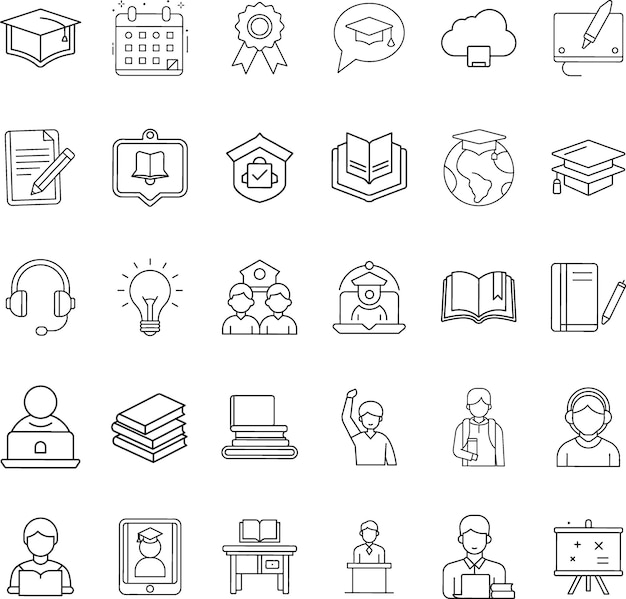 Iconos Libros de graduación Aprendizaje Educación Cursos en línea Estudiante