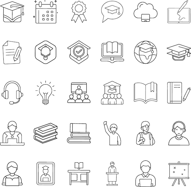 Iconos Libros de graduación Aprendizaje Educación Cursos en línea Estudiante