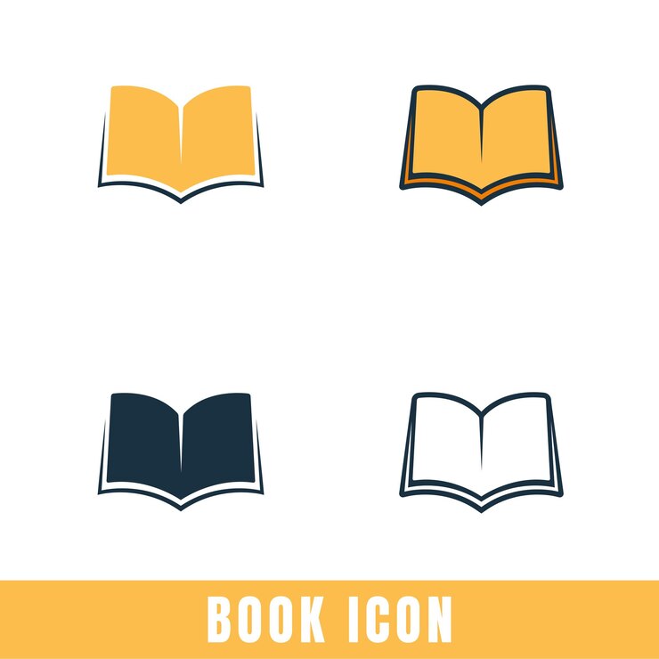 Iconos de libros simples en diferentes diseños de conjunto vectorial