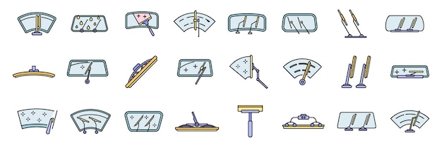 Los iconos de los limpiadores de parabrisas establecen la línea de color vectorial