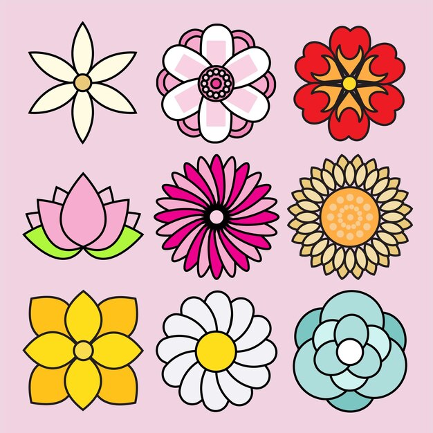 Iconos lindos de la flor del vector
