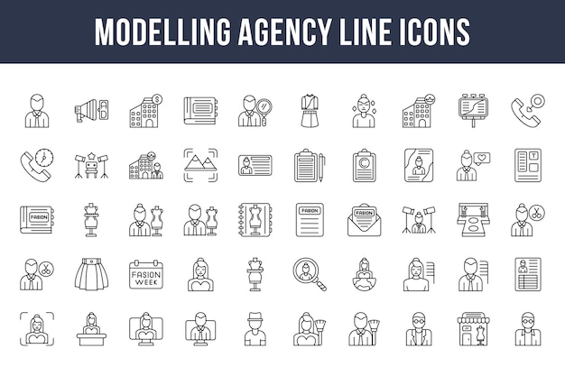 Iconos de línea de agencia de modelos