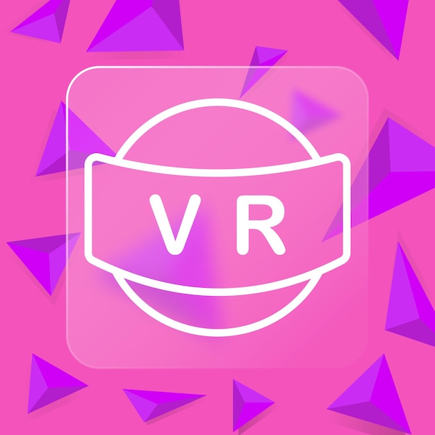 Iconos de línea de aplicaciones de realidad virtual (VR) Device de realidad virtual (VR) Gadget de tecnología de juegos Progreso de tecnología de juegos Estilo Glassmorphism Iconos de línea vectorial para negocios y publicidad