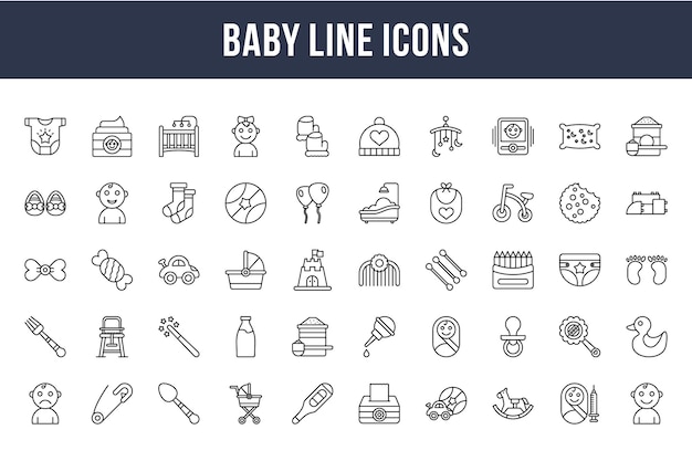 Iconos de línea de bebé