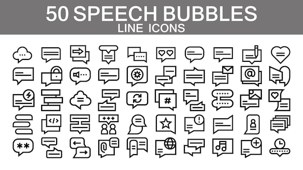 Iconos de línea de burbuja de voz para chat y mensajería