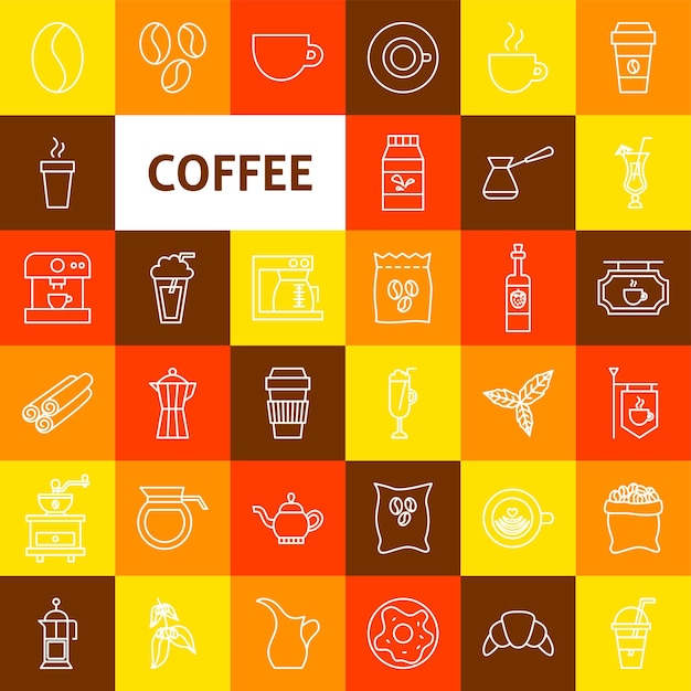 Iconos de la línea de café