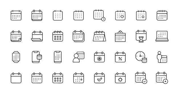 Iconos de la línea del calendario Trucado editable Contiene iconos como fecha de cita fecha límite día festivo