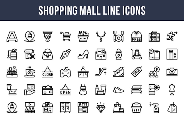 Iconos de línea de centro comercial