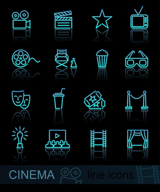 Iconos de línea de cine