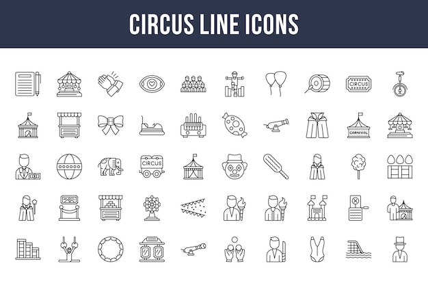 Iconos de línea de circo