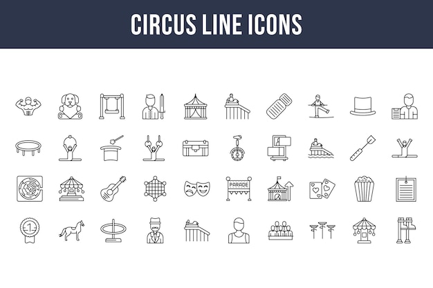 Iconos de línea de circo