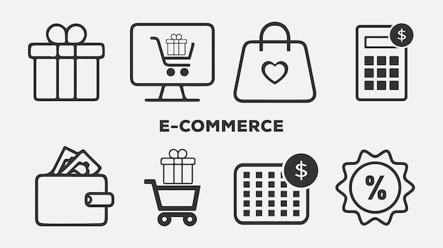 Iconos de línea de comercio electrónico