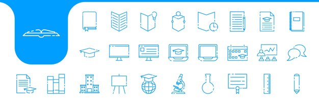 Iconos de línea conjuntos de diseño vector educación