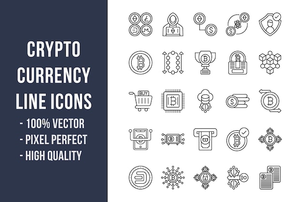 Iconos de línea de criptomoneda