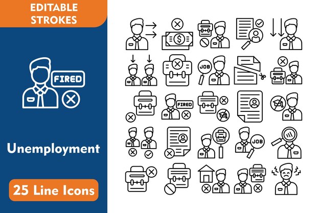 Iconos de la línea de desempleo