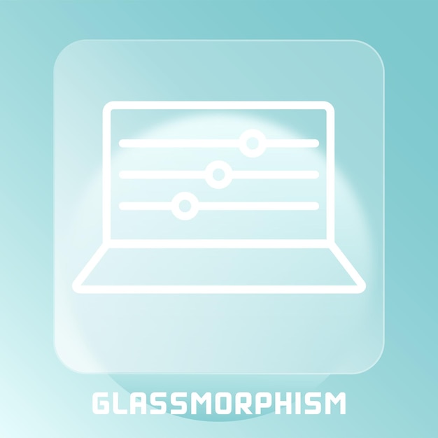 Iconos de línea de dispositivo y tecnología. Iconos de dispositivos de morfismo de vidrio. Concepto de morfismo de vidrio. Icono de dispositivo web