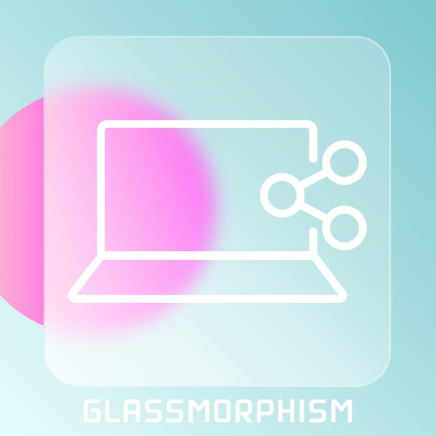 Iconos de línea de dispositivo y tecnología en plantilla de morfismo de vidrio