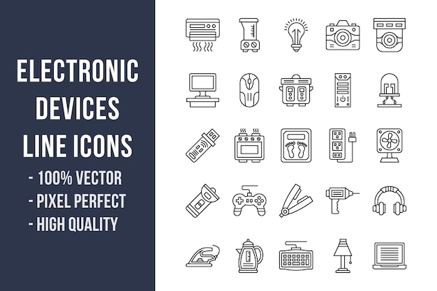 Iconos de línea de dispositivos electrónicos