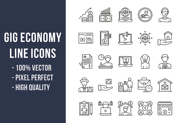 Iconos de línea de economía de concierto