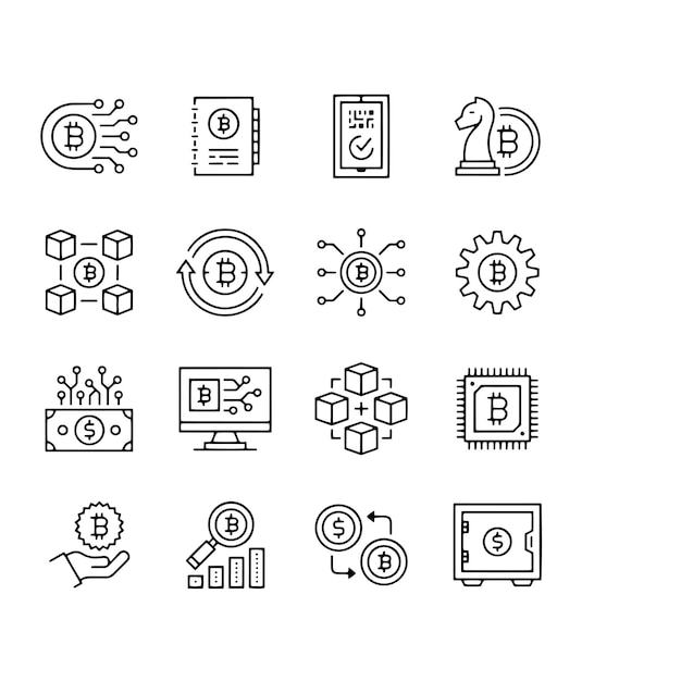 Iconos de línea editables para Bitcoin