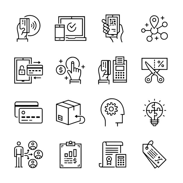 Iconos de línea editables para el pago