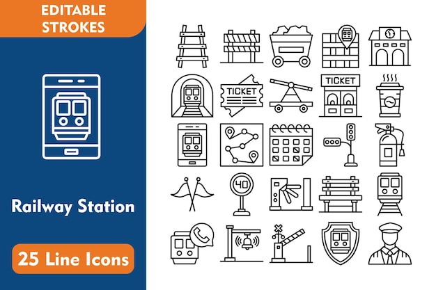 Iconos de la línea de la estación de tren