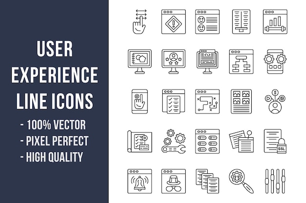 Iconos de línea de experiencia de usuario