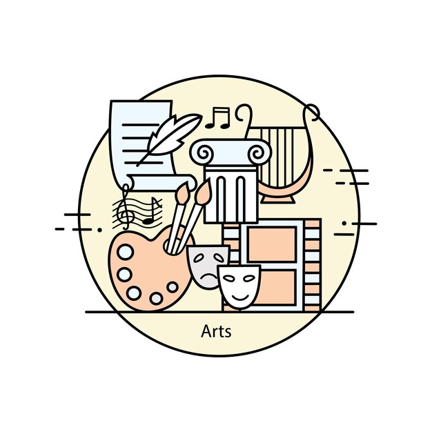 Iconos de línea fina moderna de arte