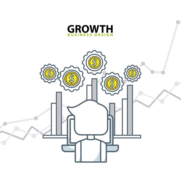 iconos de línea de financiación de crecimiento empresarial