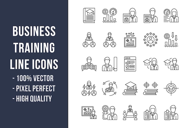 Iconos de línea de formación empresarial