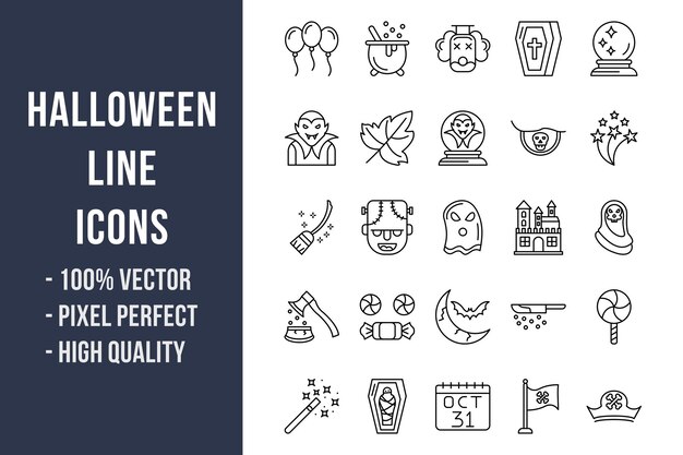 Iconos de línea de halloween