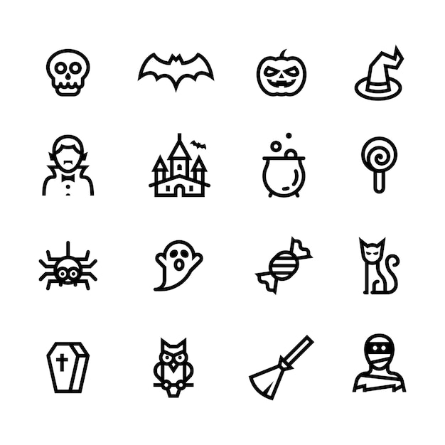 Iconos de línea de halloween