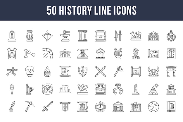 Iconos de línea de historia