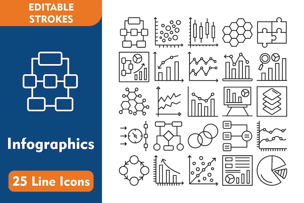 Iconos de línea de infografía