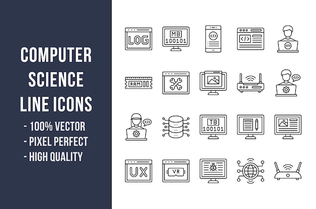 Iconos de línea de informática