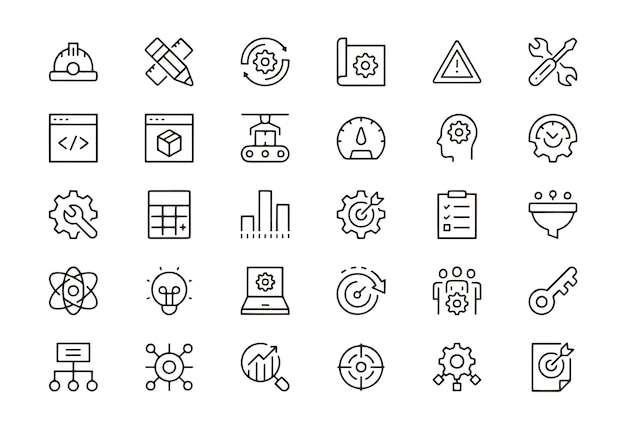 Iconos de línea de ingeniería Editable Stroke Pixel Perfect