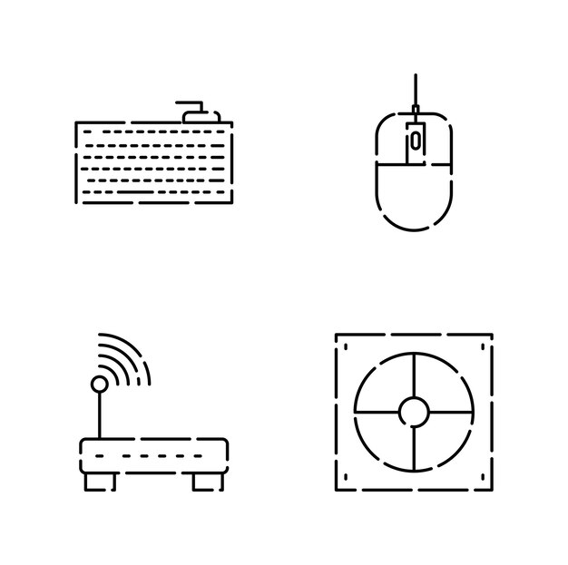 Iconos de línea de inteligencia artificial Conjunto de iconos de tecnología de IA para aplicaciones y web Vector