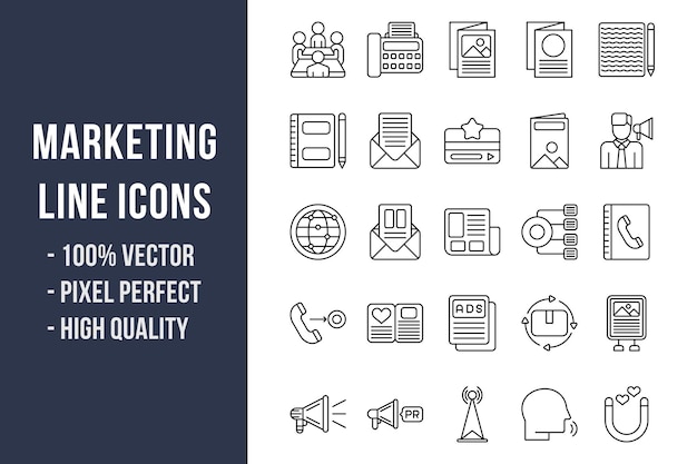 Iconos de línea de marketing