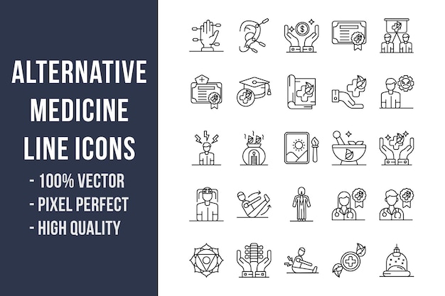 Iconos de línea de medicina alternativa