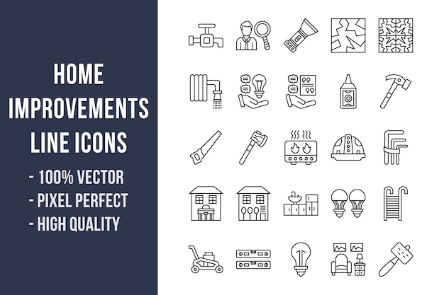 Vector iconos de línea de mejoras para el hogar