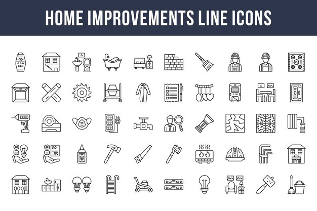 Iconos de línea de mejoras para el hogar