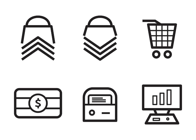 Iconos de línea minimalistas para herramientas de comercio electrónico y negocios