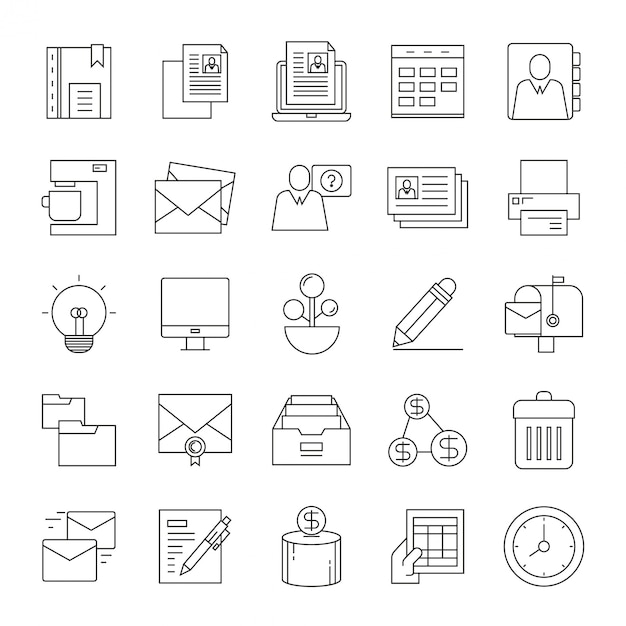 Iconos de línea de negocio y oficina