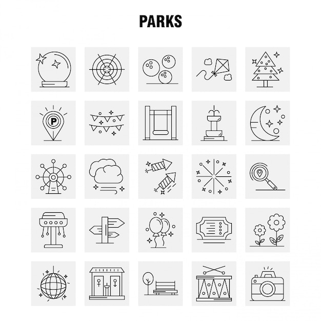 Iconos de línea de parques