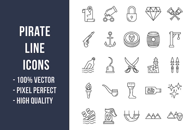 Iconos de línea pirata